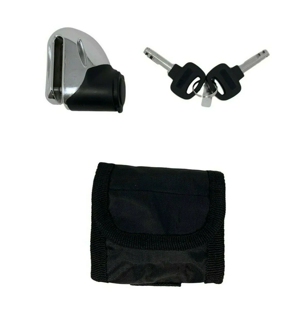 Areo E-Scooter Heavy Duty Disc Lock With Pouch - Chrome - 2 Keys - 5.5mm Pin