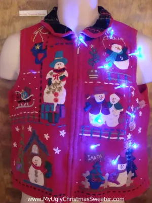 Belly Length Short Cute Christmas Sweater Vest with Lights