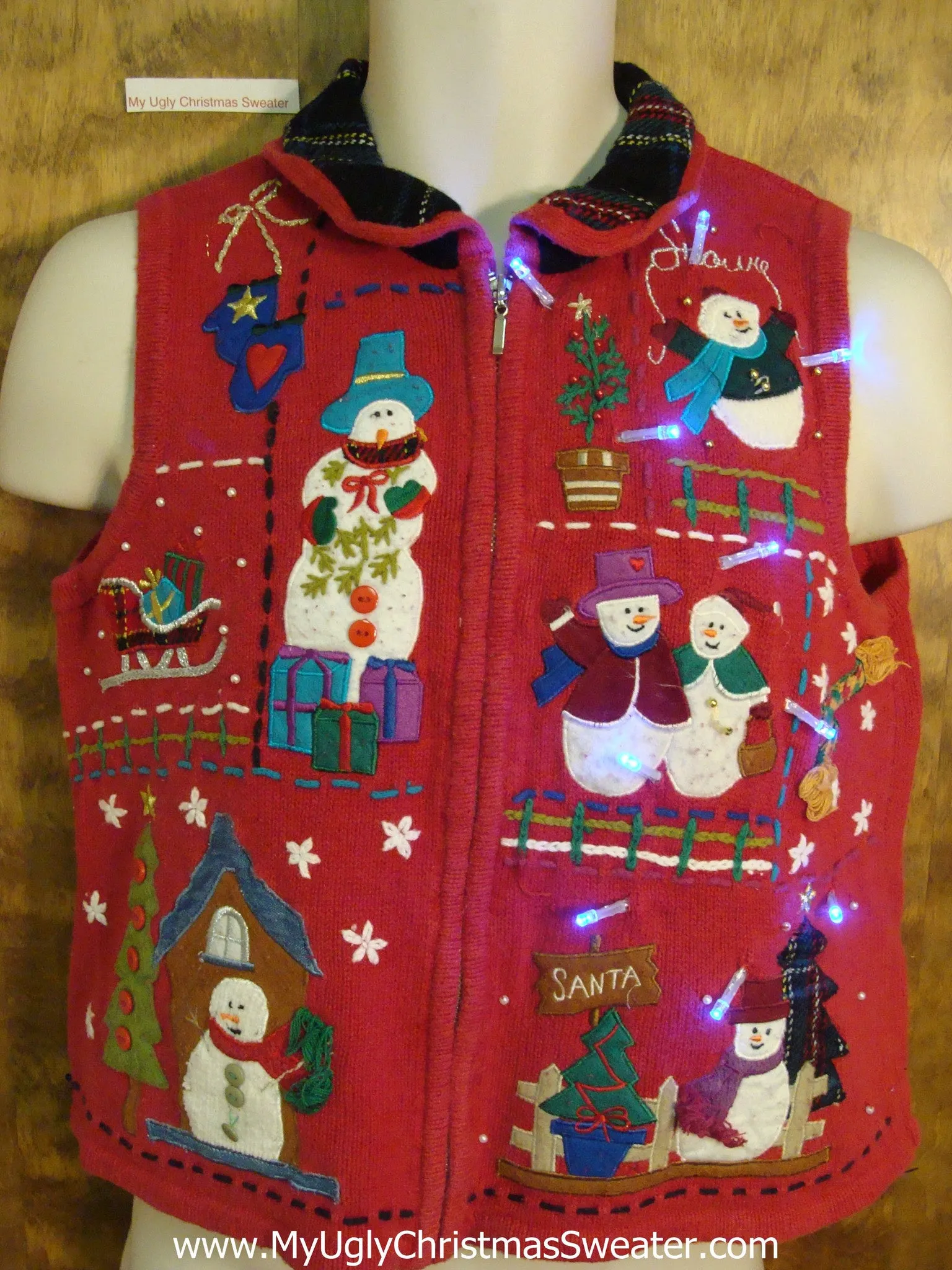 Belly Length Short Cute Christmas Sweater Vest with Lights