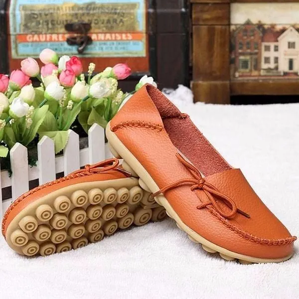 Big Size Pure Color Slip On Lace Up Soft Sole Comfortable Flat Loafers