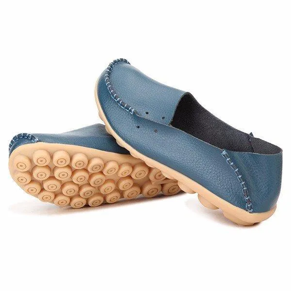 Big Size Pure Color Slip On Lace Up Soft Sole Comfortable Flat Loafers