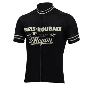 Black Paris Roubaix Alcyon Retro Cycling Jersey