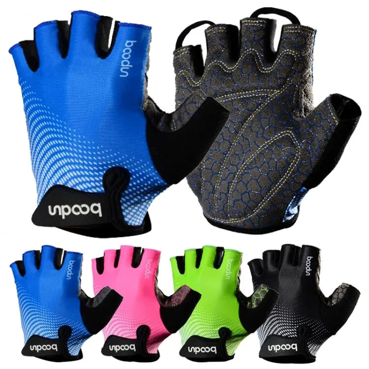 BOODUN 1096 Non-slip Wear-resistant Breathable Fitness Sports Silicone Gloves, Size:M(Black)