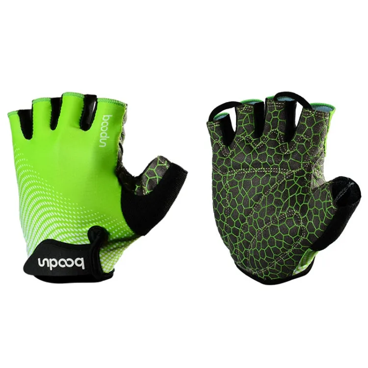 BOODUN 1096 Non-slip Wear-resistant Breathable Fitness Sports Silicone Gloves, Size:XL(Green)