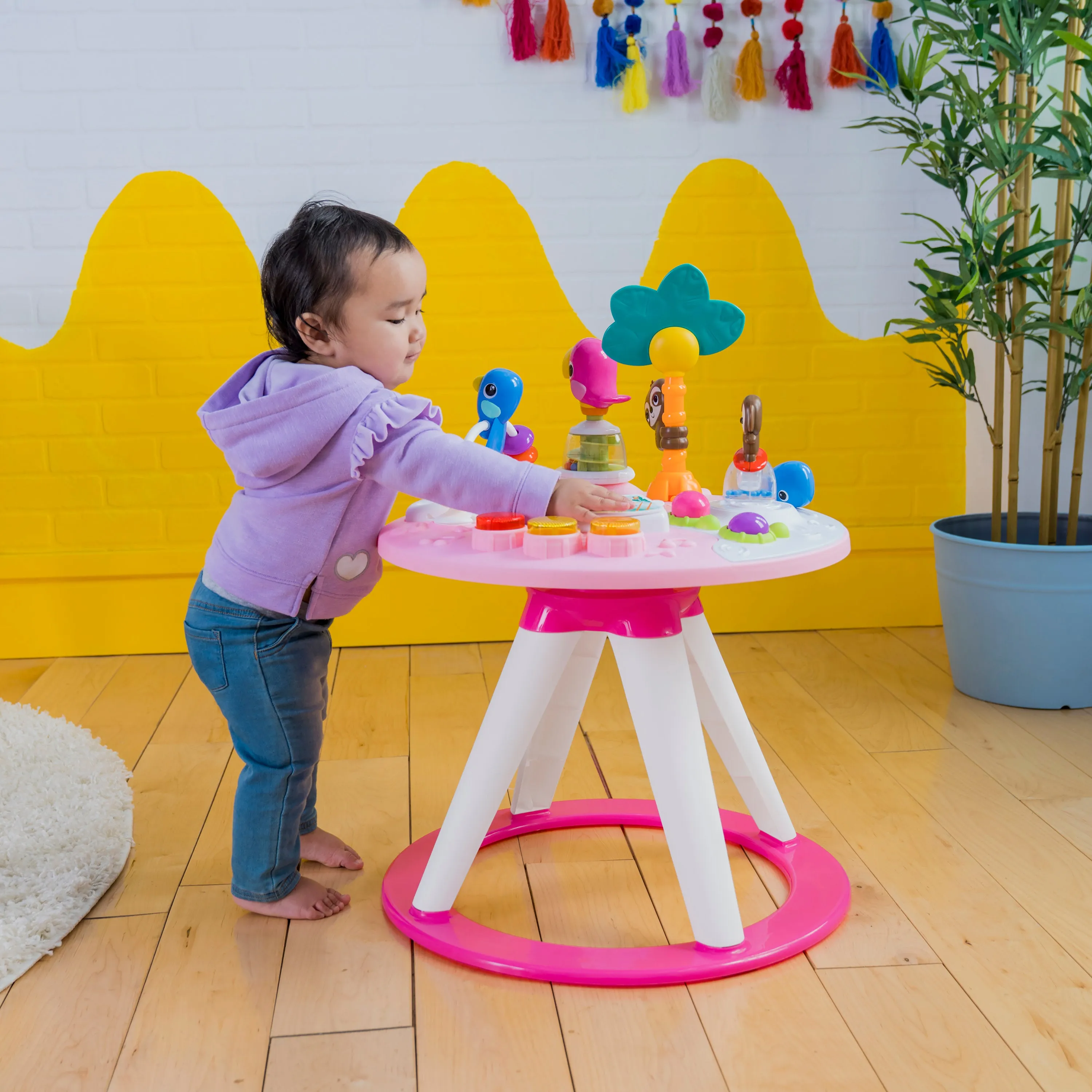 Bright Starts Around We Go 2-in-1 Walk-Around Activity Center & Table, Tropic Coral