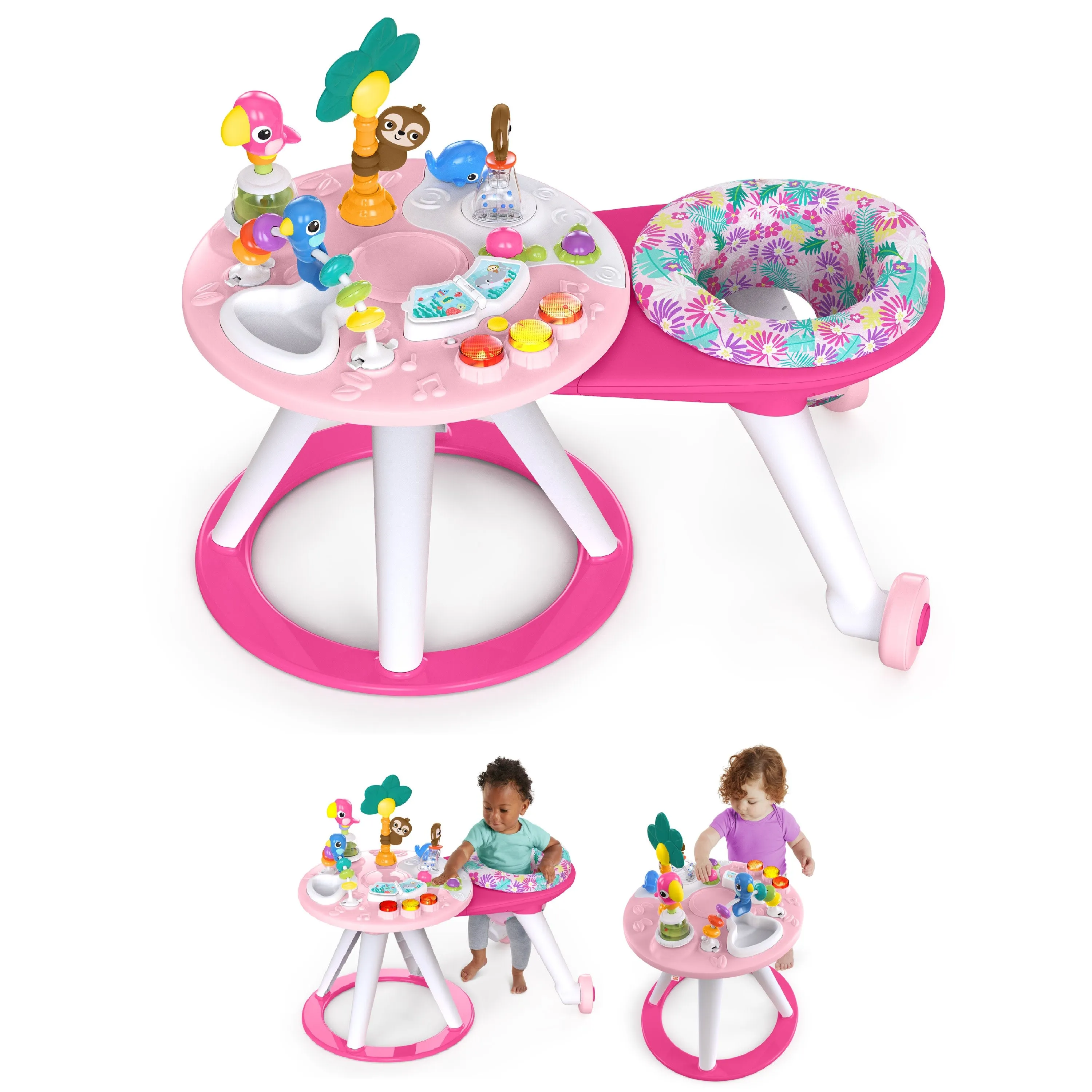 Bright Starts Around We Go 2-in-1 Walk-Around Activity Center & Table, Tropic Coral