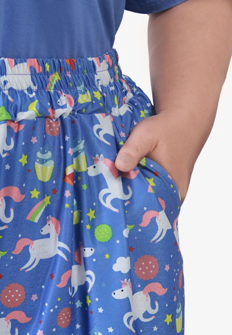 Butterscotch Unicorn Sleep Shorts - Purple Blue