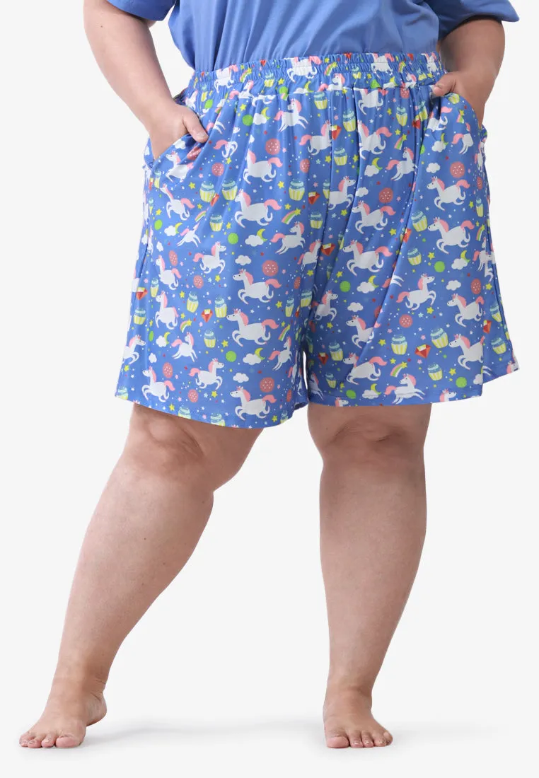 Butterscotch Unicorn Sleep Shorts - Purple Blue