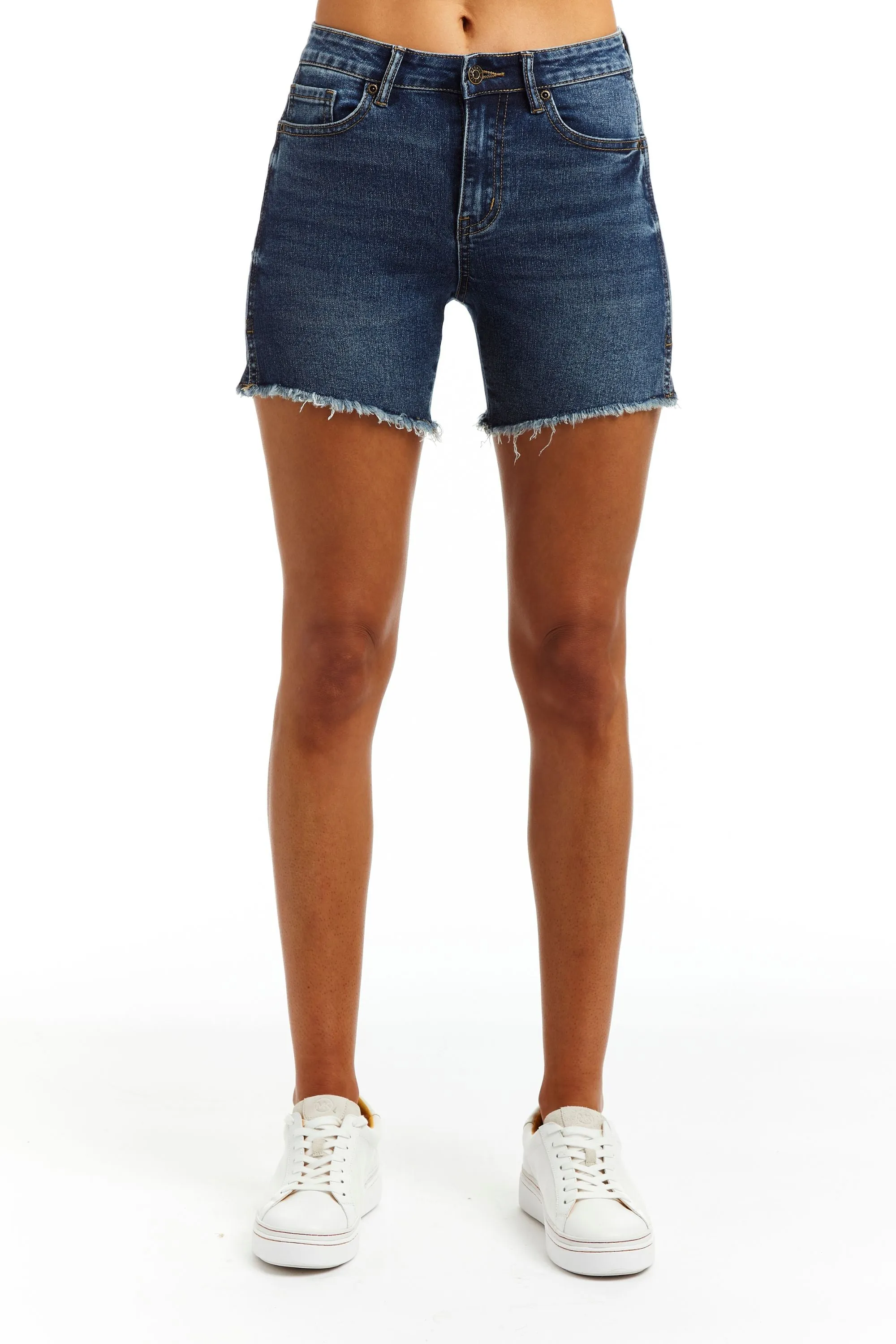 Camille High Rise Side Slit Fray Hem Shorts