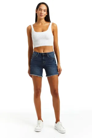 Camille High Rise Side Slit Fray Hem Shorts