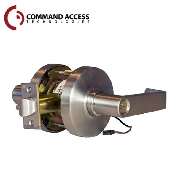 Command Access - Electrified Cylindrical Clutch Lever Set - Fail Secure - Storeroom - L6 Lever - 24V - Satin Chrome - Grade 1