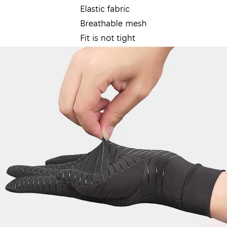 Copper Fiber Pressure Sports Fitness Anti-Slip Gloves, Size: L