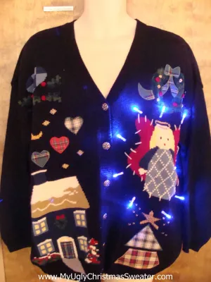 Crafty Angel 80s Light Up Cheesy Christmas Sweater