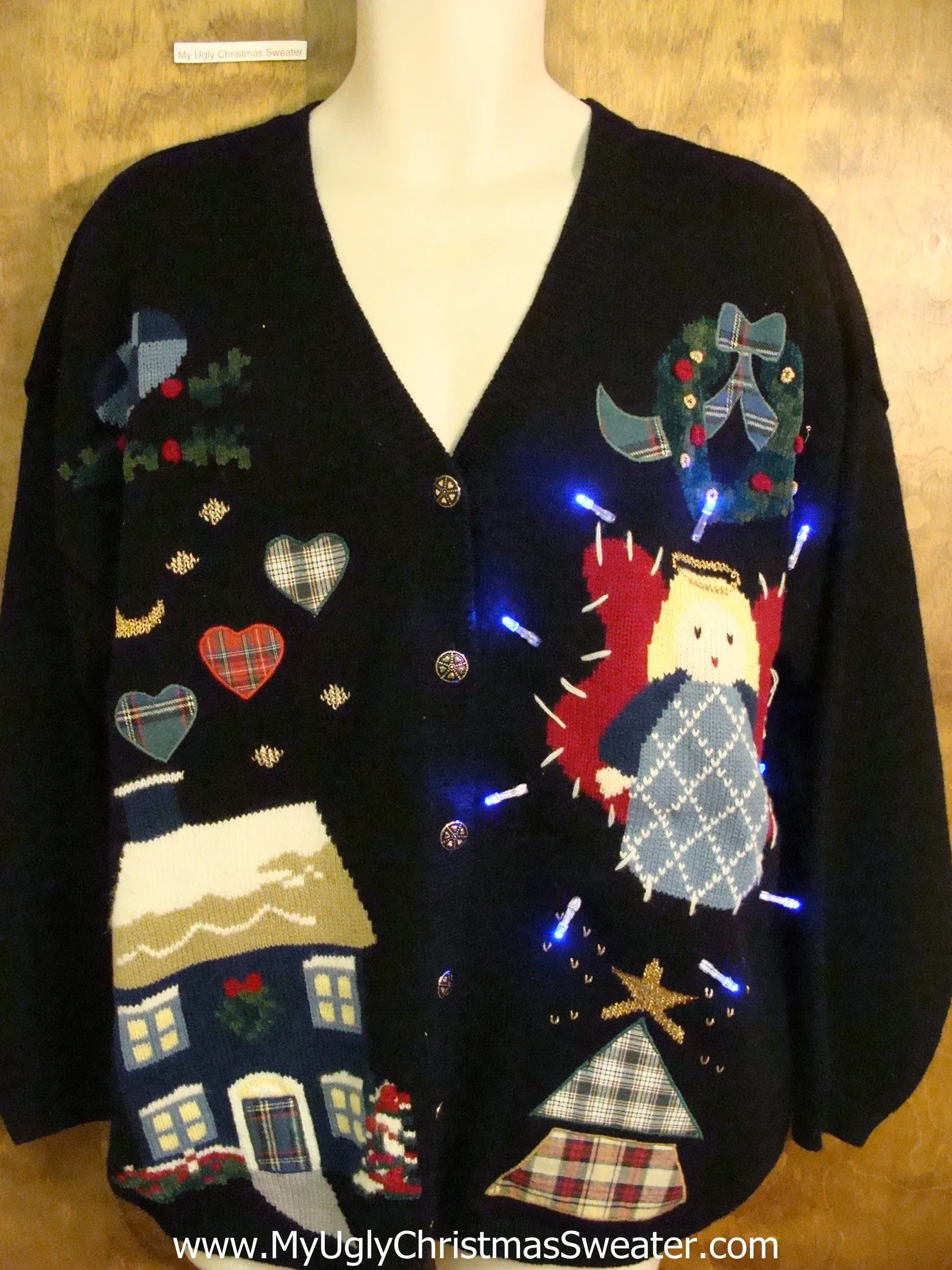 Crafty Angel 80s Light Up Cheesy Christmas Sweater