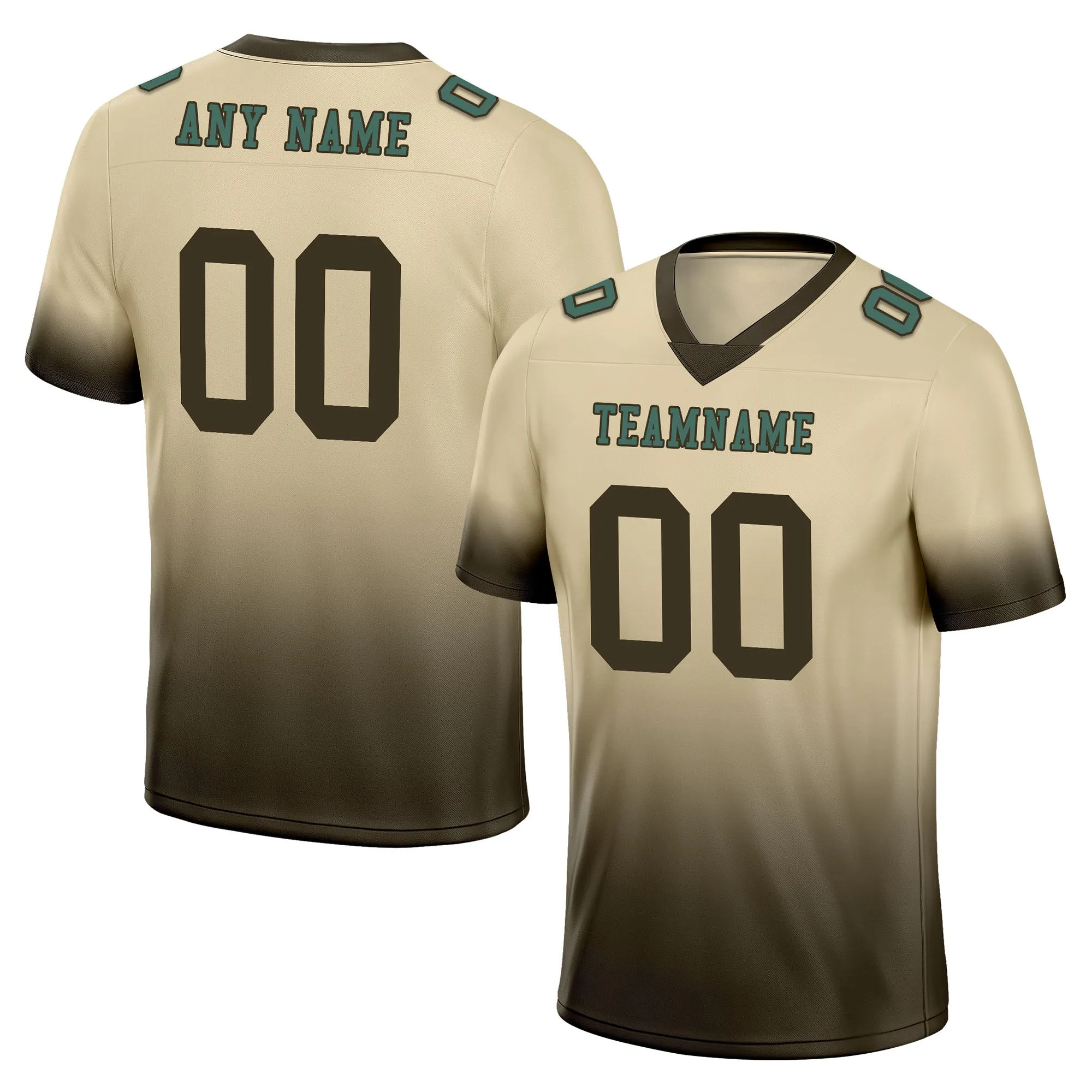 Custom Beige Dark Brown Fade Fashion Personalized Authentic Football Jersey FBJ02-D06107