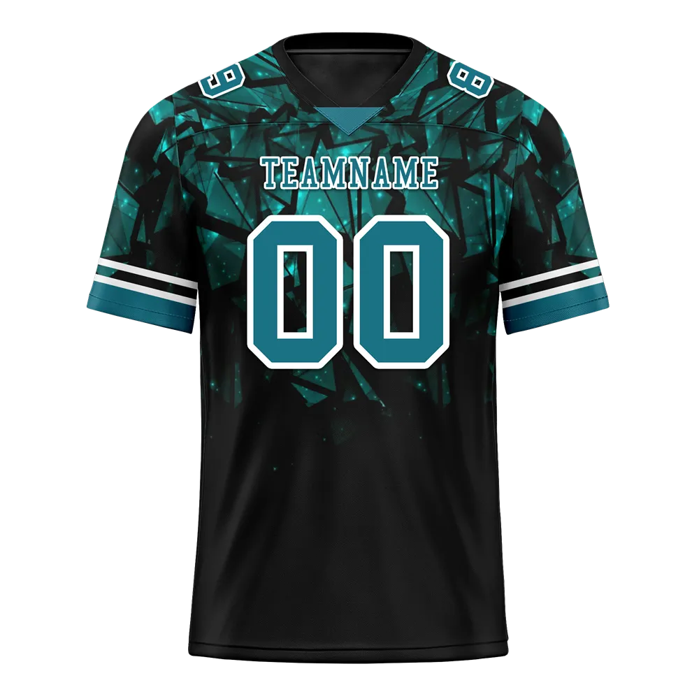 Custom Black 3D Pattern Aqua Personalized Authentic Football Jersey FBJ02-bc0faeb