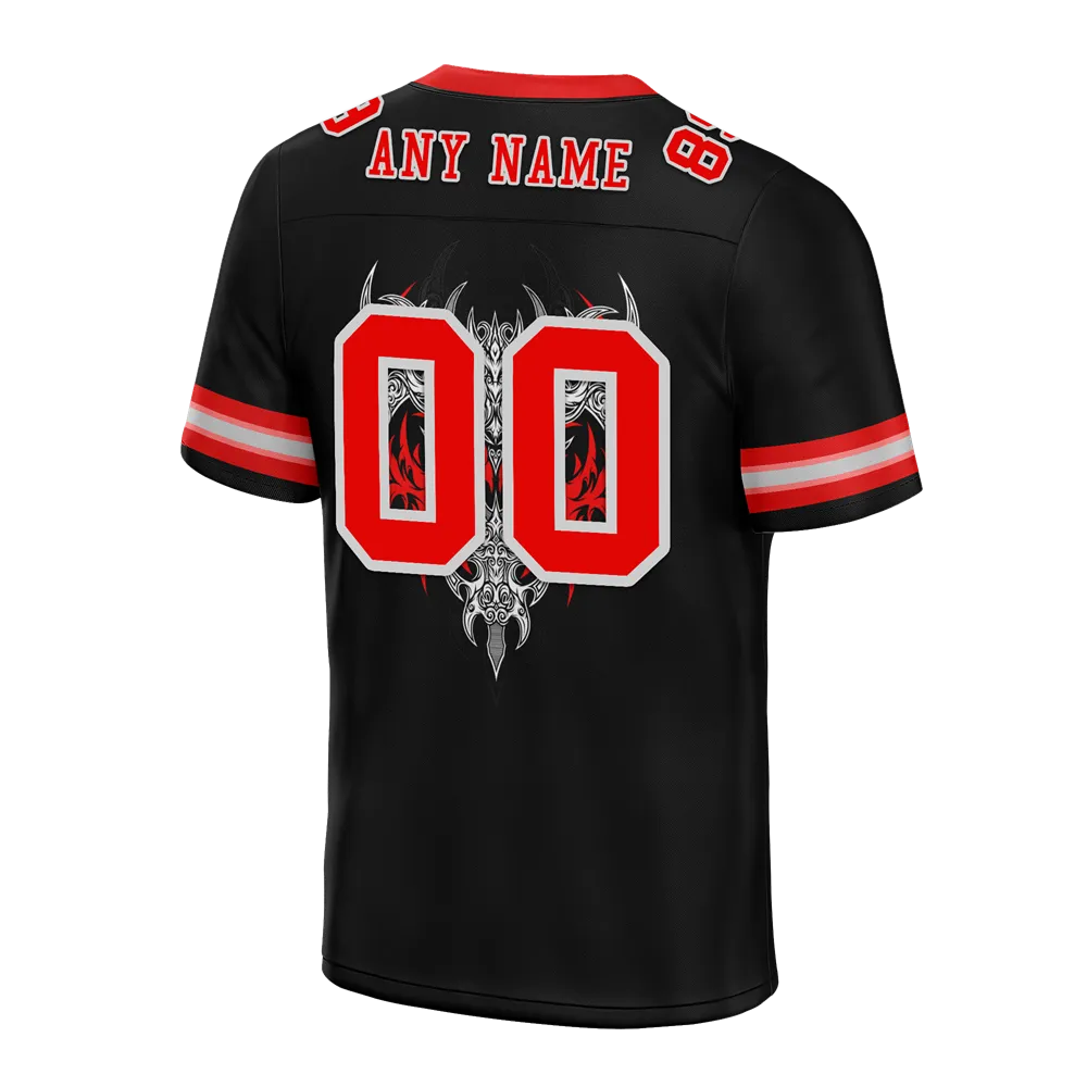 Custom Black Skull Fashion Red Personalized Authentic Football Jersey FBJ02-bc0fbbc