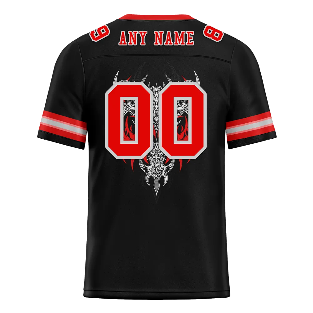 Custom Black Skull Fashion Red Personalized Authentic Football Jersey FBJ02-bc0fbbc