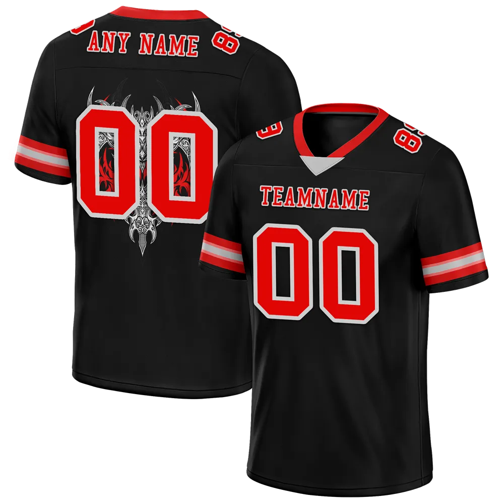 Custom Black Skull Fashion Red Personalized Authentic Football Jersey FBJ02-bc0fbbc