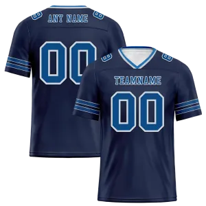 Custom Black Sleeve Stripes Blue Personalized Authentic Football Jersey FBJ02-bc0f08d