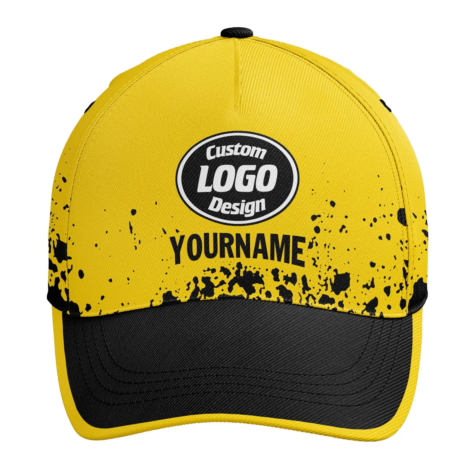 Custom Black Yellow Hat Sport Design Cap Stitched Adjustable Personalized YW061-D020231-7