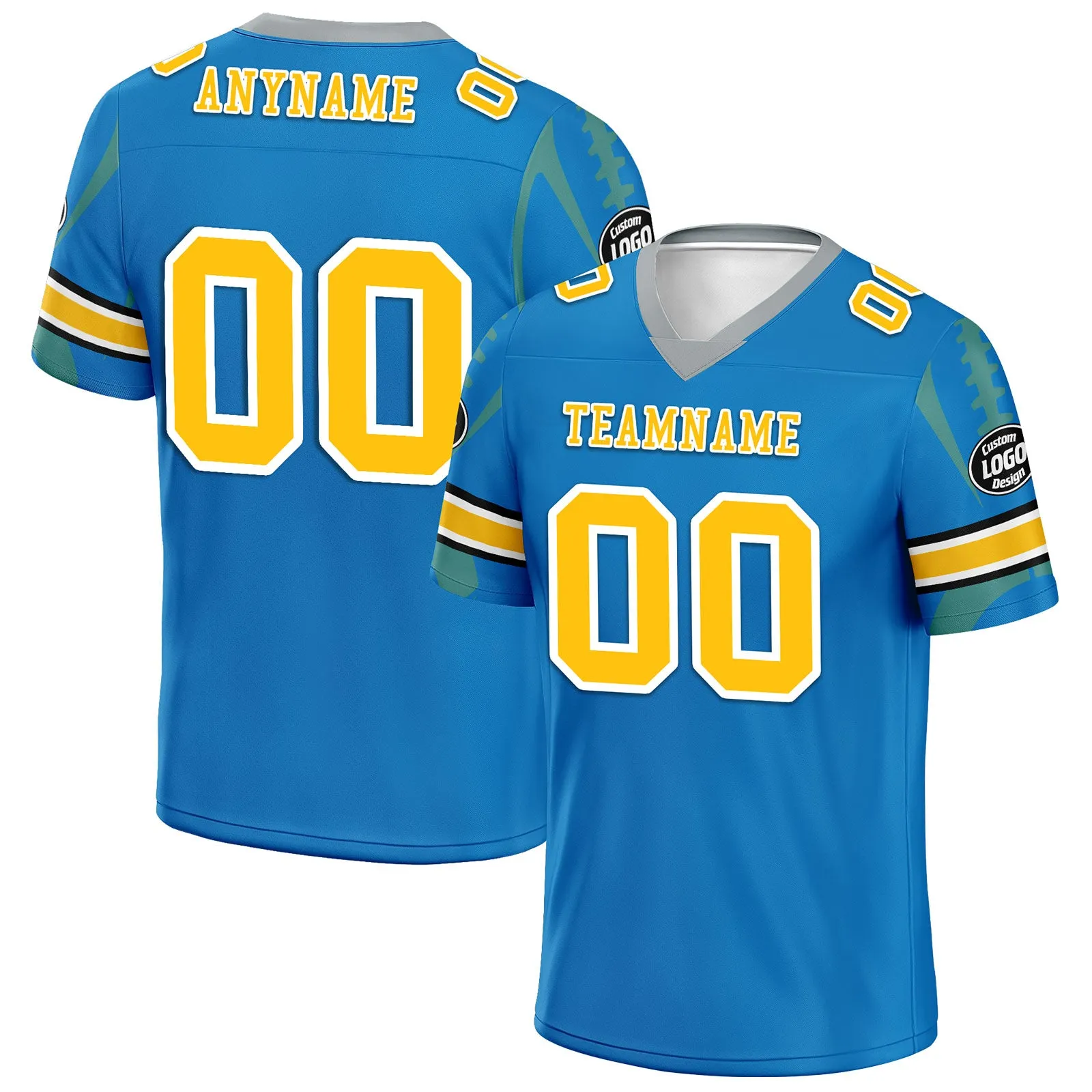 Custom Blue Los Angeles Personalized Authentic Football Jersey FBJ02-D025033-24