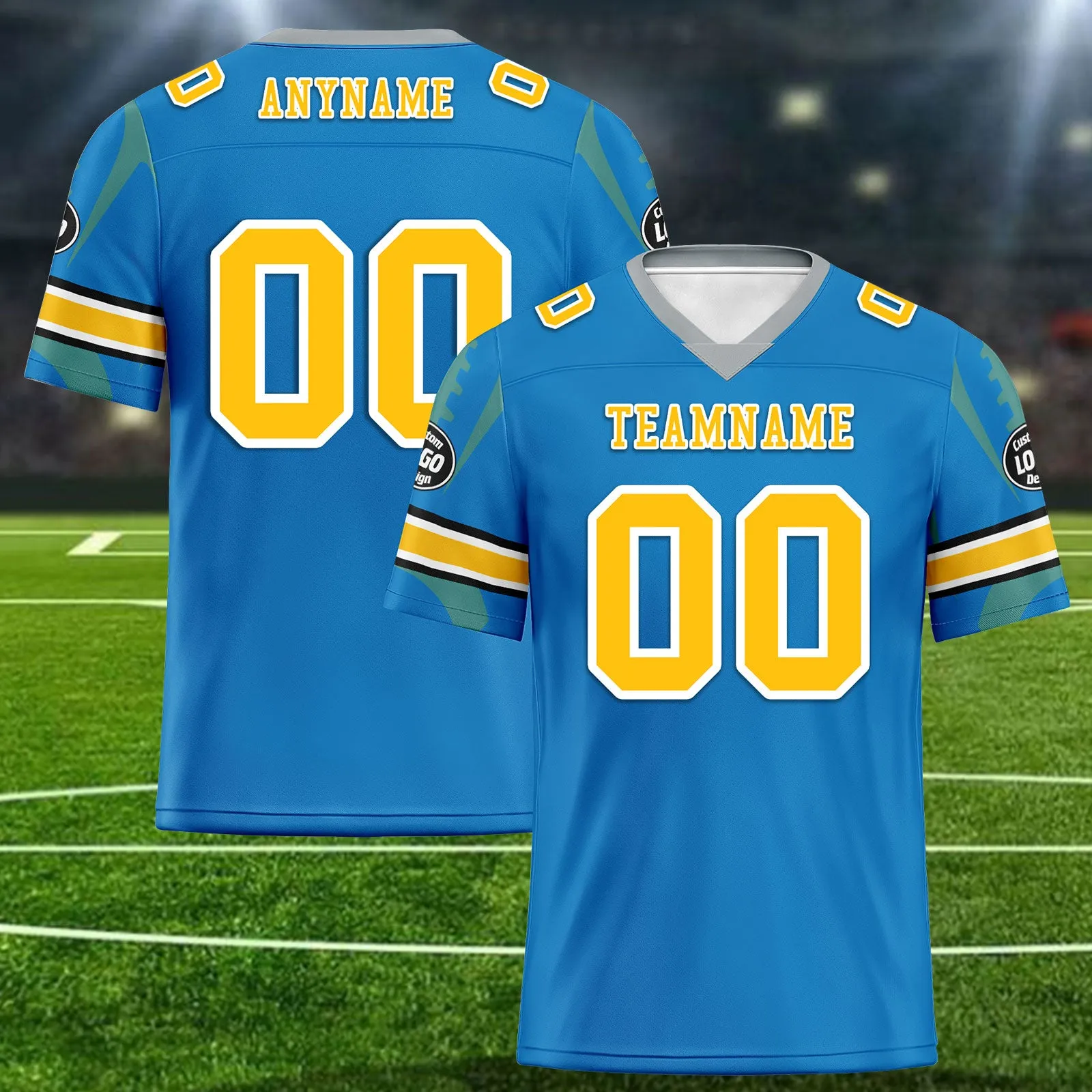 Custom Blue Los Angeles Personalized Authentic Football Jersey FBJ02-D025033-24