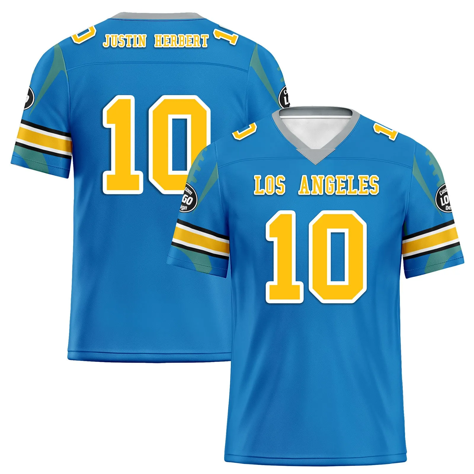 Custom Blue Los Angeles Personalized Authentic Football Jersey FBJ02-D025033-24