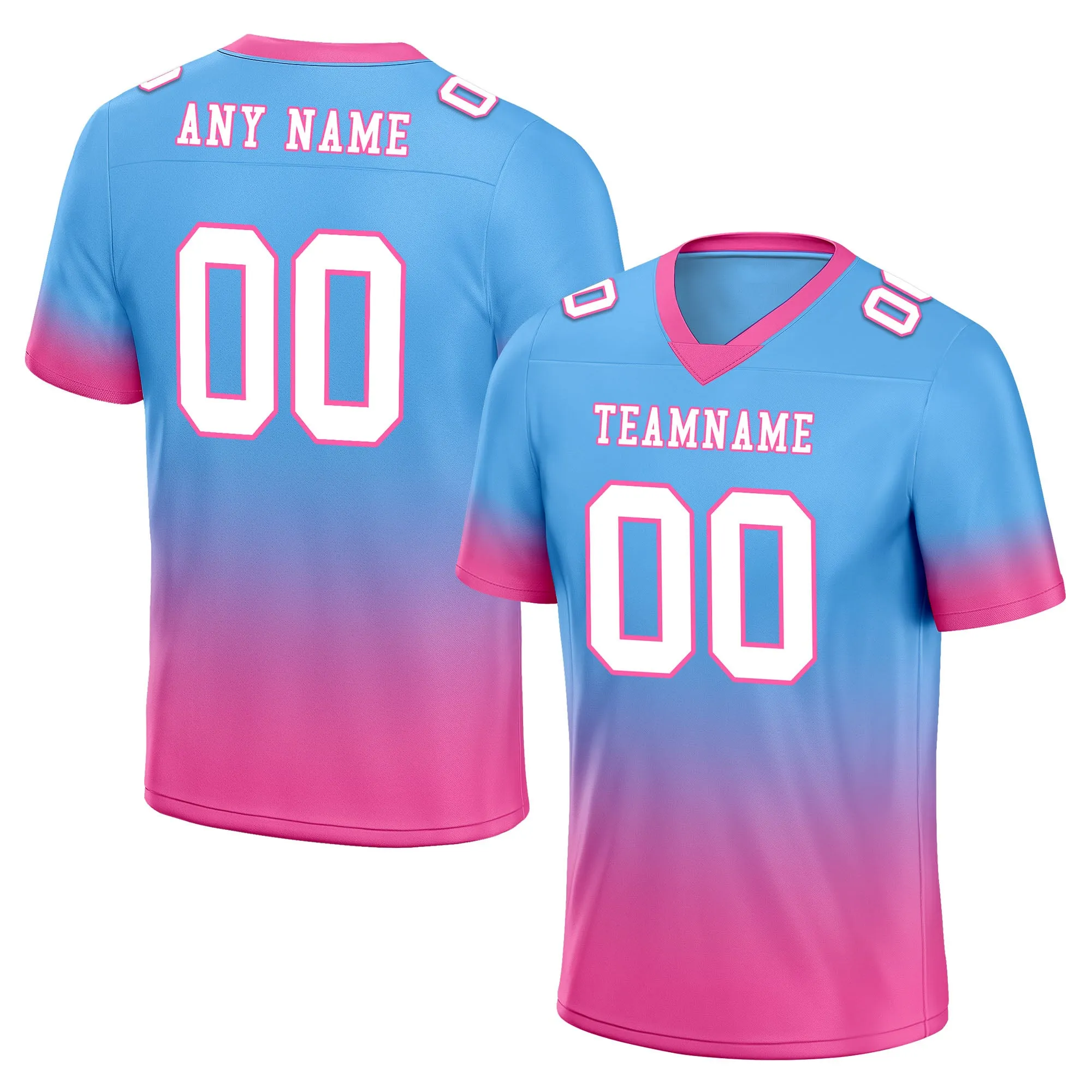 Custom Blue Pink Fade Fashion Personalized Authentic Football Jersey FBJ02-D06104