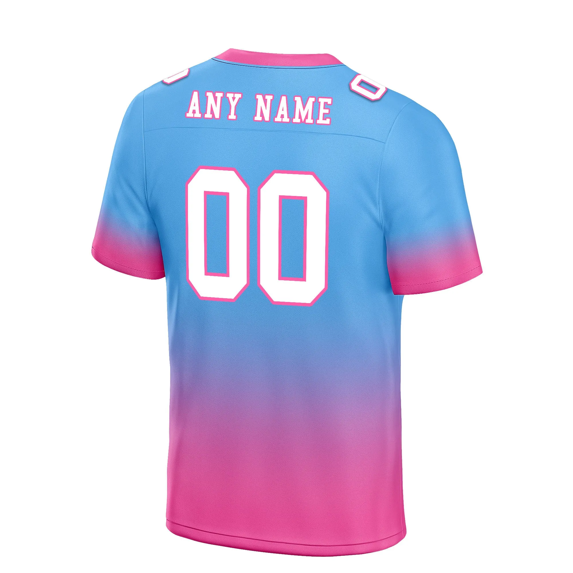 Custom Blue Pink Fade Fashion Personalized Authentic Football Jersey FBJ02-D06104