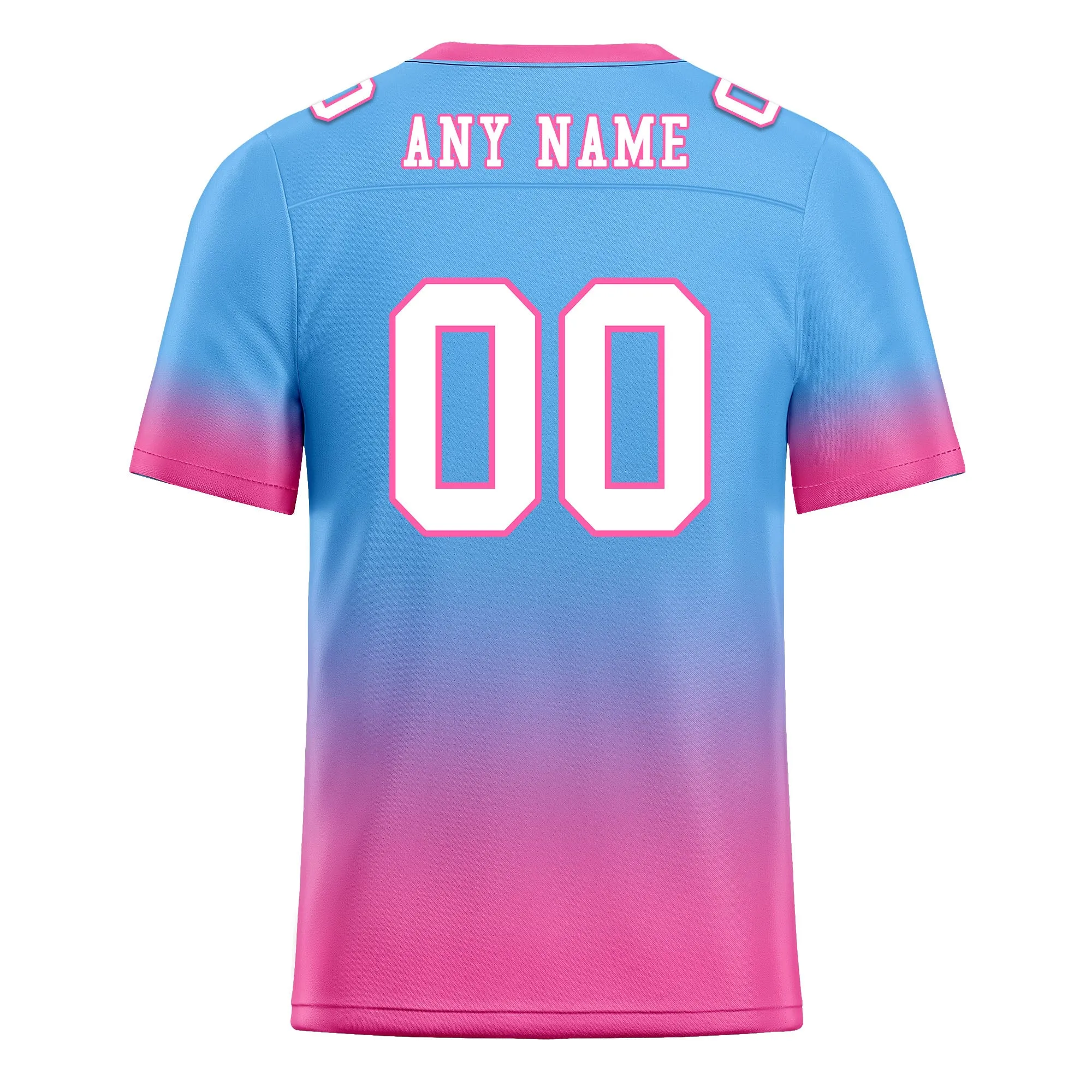 Custom Blue Pink Fade Fashion Personalized Authentic Football Jersey FBJ02-D06104