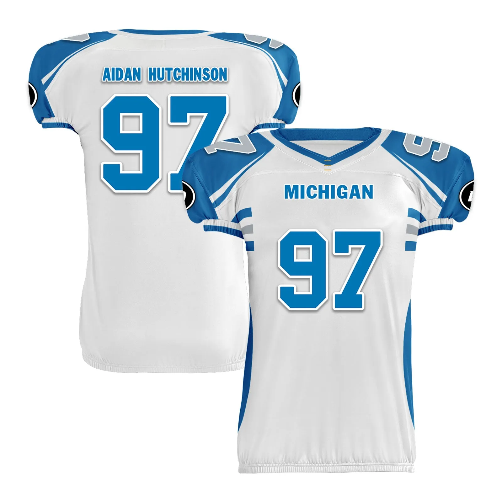 Custom Blue White Michigan High-Performance American Football Jersey FBJ06-D023001-11