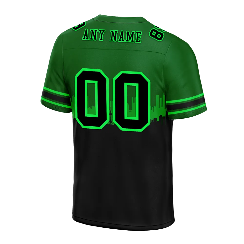 Custom Green Black Graffiti Pattern Black Personalized Authentic Football Jersey FBJ02-bc0fac9