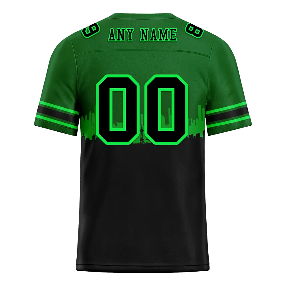 Custom Green Black Graffiti Pattern Black Personalized Authentic Football Jersey FBJ02-bc0fac9