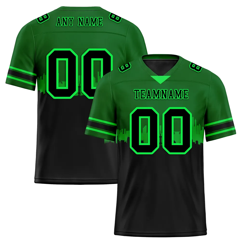 Custom Green Black Graffiti Pattern Black Personalized Authentic Football Jersey FBJ02-bc0fac9