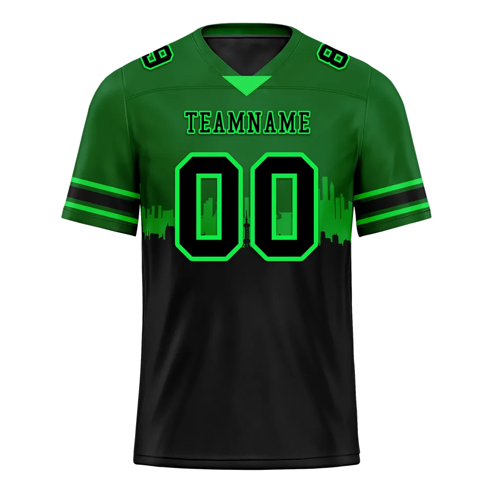 Custom Green Black Graffiti Pattern Black Personalized Authentic Football Jersey FBJ02-bc0fac9