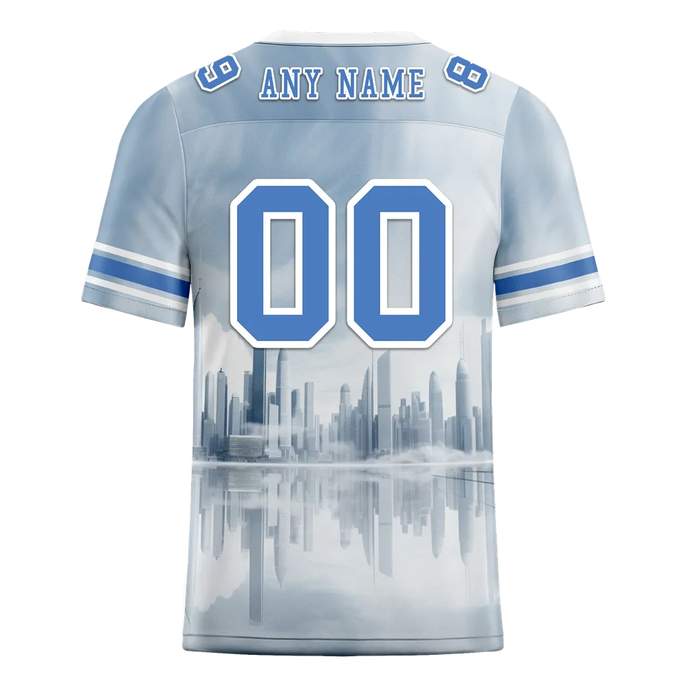 Custom Grey Graffiti Pattern Blue Personalized Authentic Football Jersey FBJ02-bc0fadd