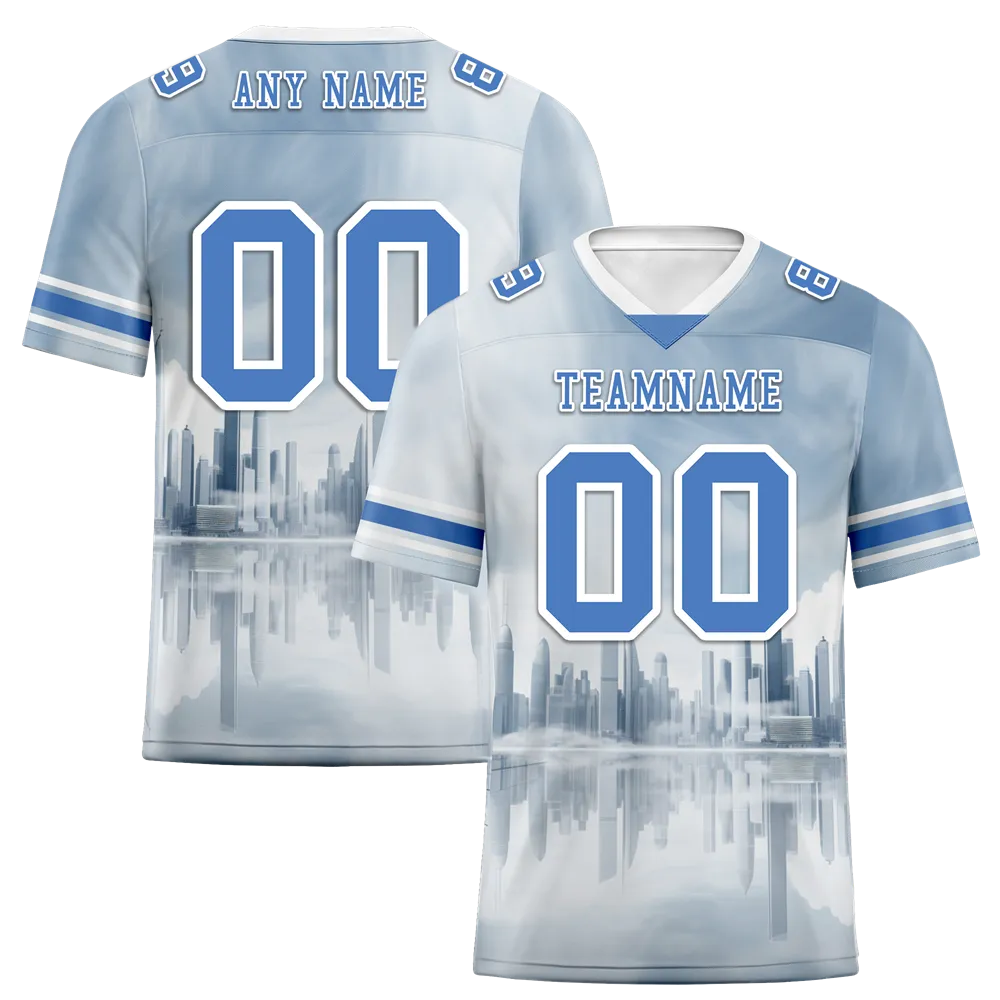 Custom Grey Graffiti Pattern Blue Personalized Authentic Football Jersey FBJ02-bc0fadd