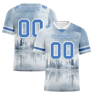 Custom Grey Graffiti Pattern Blue Personalized Authentic Football Jersey FBJ02-bc0fadd