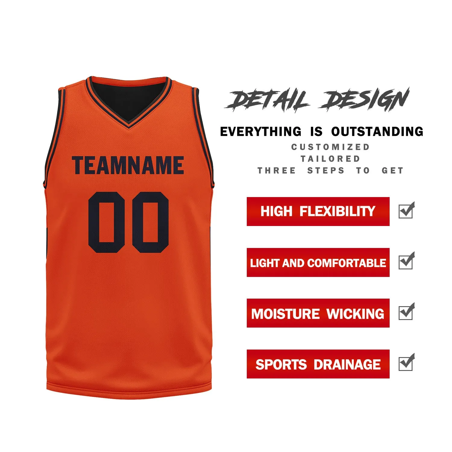 Custom Orange Classic Style Sports Uniform Basketball Jersey BBJ01-D020105-8