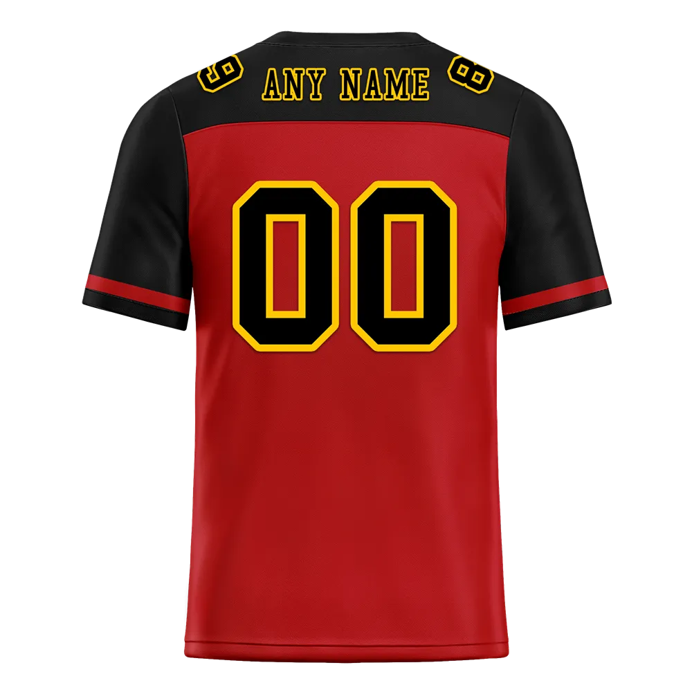 Custom Red Black Raglan Sleeves Black Personalized Authentic Football Jersey FBJ02-bc0f0b9