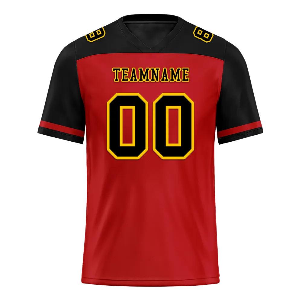 Custom Red Black Raglan Sleeves Black Personalized Authentic Football Jersey FBJ02-bc0f0b9