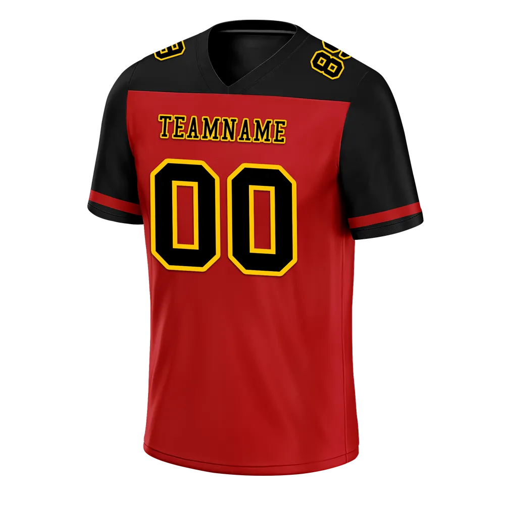 Custom Red Black Raglan Sleeves Black Personalized Authentic Football Jersey FBJ02-bc0f0b9