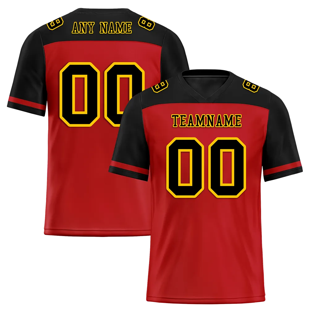 Custom Red Black Raglan Sleeves Black Personalized Authentic Football Jersey FBJ02-bc0f0b9