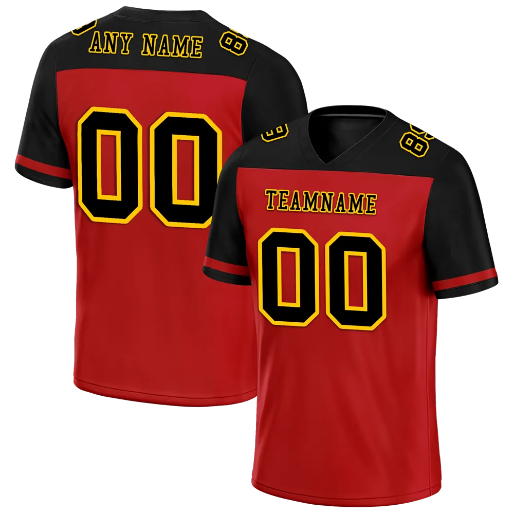 Custom Red Black Raglan Sleeves Black Personalized Authentic Football Jersey FBJ02-bc0f0b9