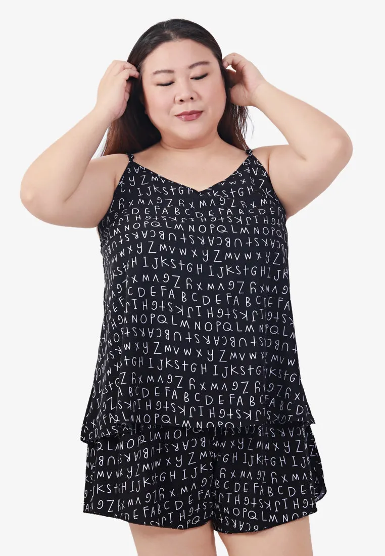 Cutiepie Short Sleepwear Set - Black Alphabets