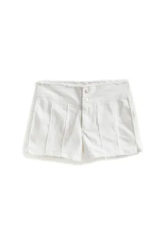 Front Yoke Paneled Side Slit Short In White