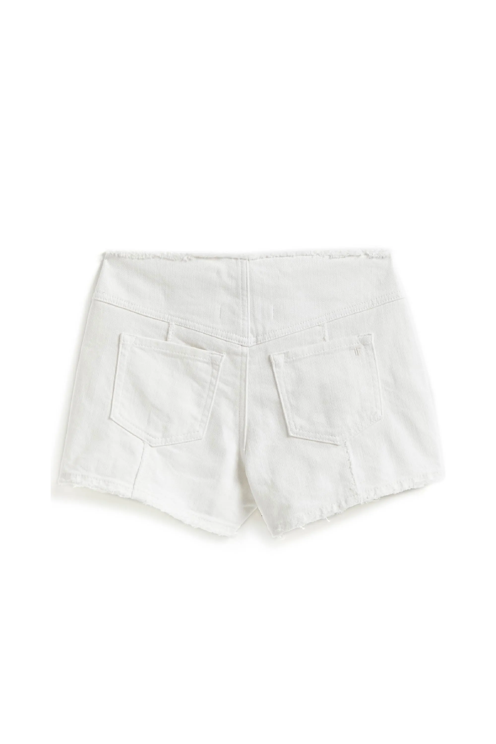 Front Yoke Paneled Side Slit Short In White