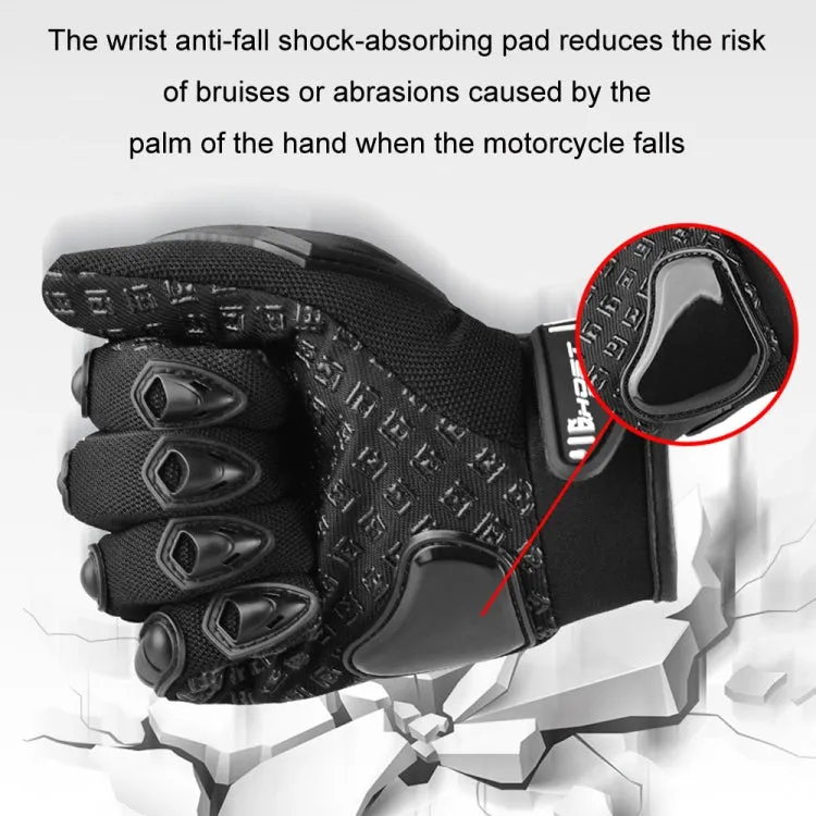 GHOST RACING Motorcycle Riding Anti-fall Breathable Rubber Shell Touch Screen Gloves, Size: L(Black)