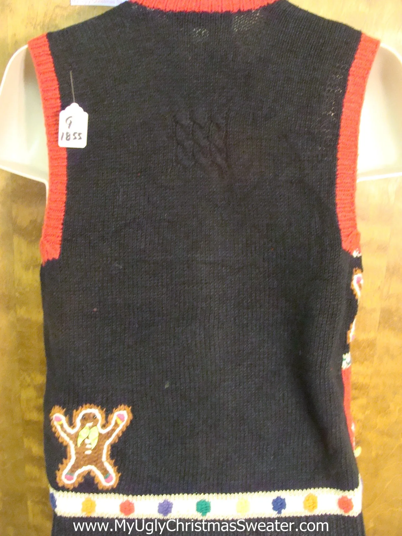 Gingerbread Men 80s Cute Christmas Sweater Vest with Lights